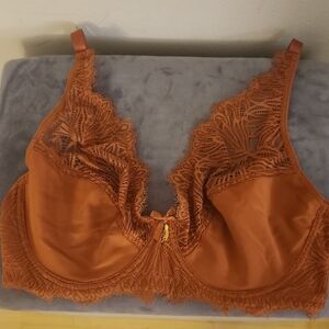 Rachael Ray Brown Lace Trim Underwire Bra